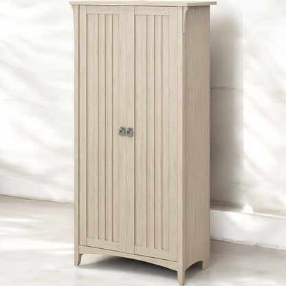 Bush Furniture Salinas Tall Storage Cabinet with Doors in Antique White