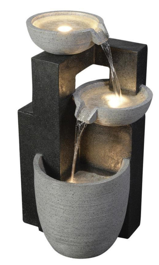 Enchanted Garden Tiered Cascading Outdoor Water Fountain with LED Lights - Resin