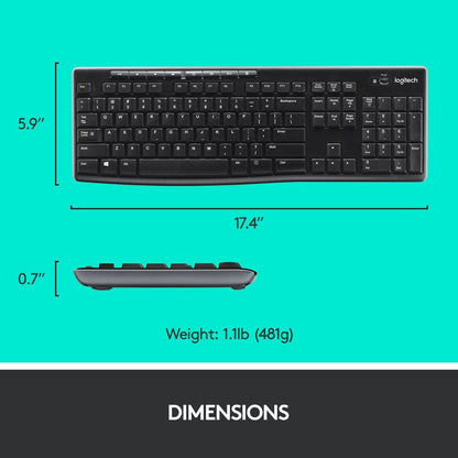 Logitech (MK270) Wireless Keyboard & Mouse Combo - Black