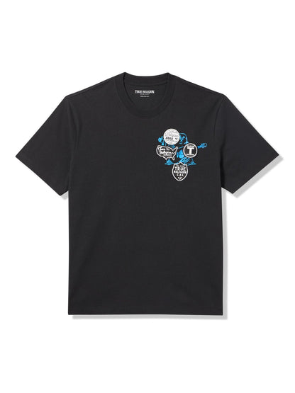 True Religion Men’s Short Sleeve University Tee– Crewneck Collegiate Logo