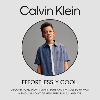Calvin Klein Boys' Long Sleeve Crew Neck T-Shirt, Soft, Comfortable, Relaxed Fit