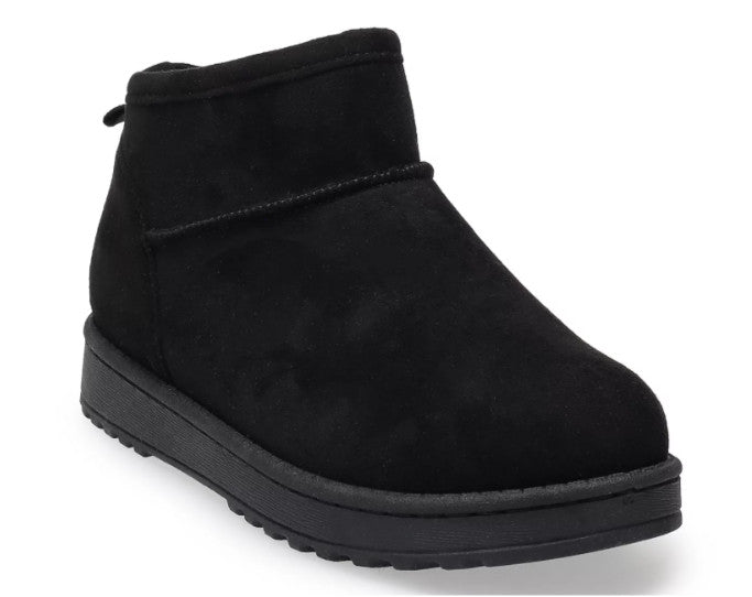 SO Lupita Chestnut or  Black Women's Faux Suede Ankle Pull On Cozy Mini Boots