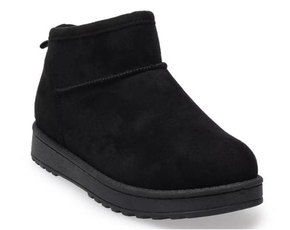 SO Lupita Chestnut or  Black Women's Faux Suede Ankle Pull On Cozy Mini Boots