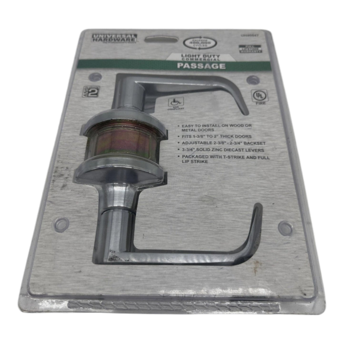 Universal Commercial 2-3/4" Satin Chrome Standard Duty Hall/Closet Door Lever