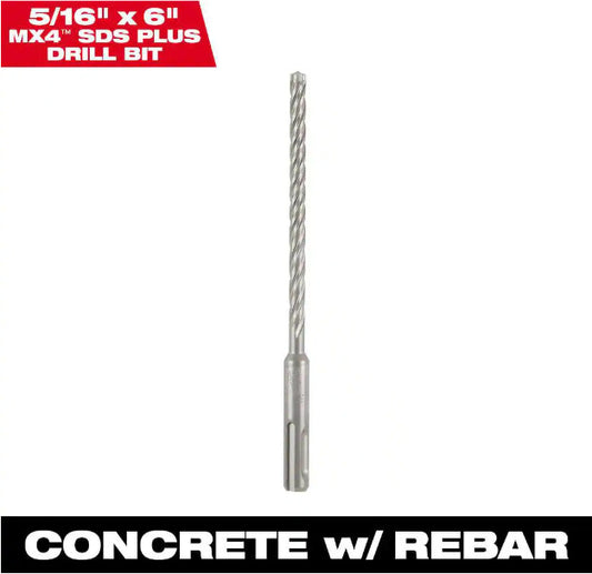 MILWAUKEE (48-20-8341) 5/16" x 6" 4-Cutter SDS-PLUS Carbide Drill Bit