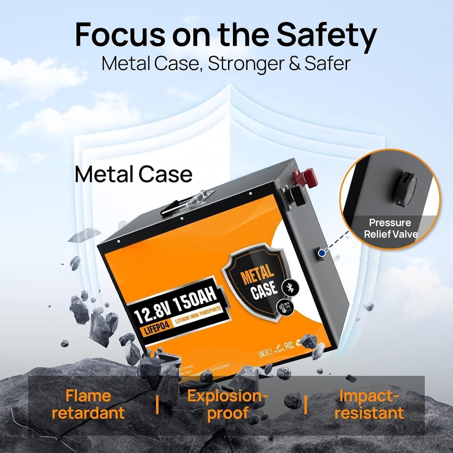 12V 150Ah LiFePO4 Bluetooth Lithium Battery Metal casing for RV Boot - Brand New