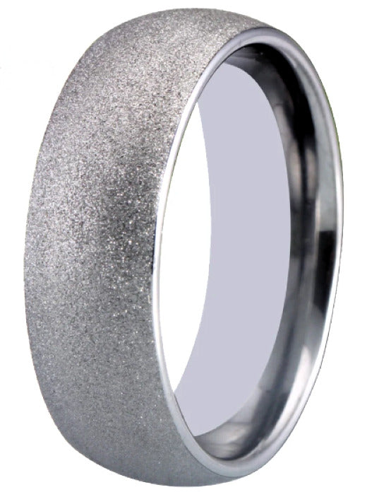 8mm Tungsten Domed Ring with Sandblast Finish