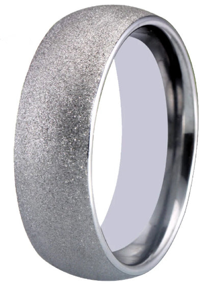 8mm Tungsten Domed Ring with Sandblast Finish