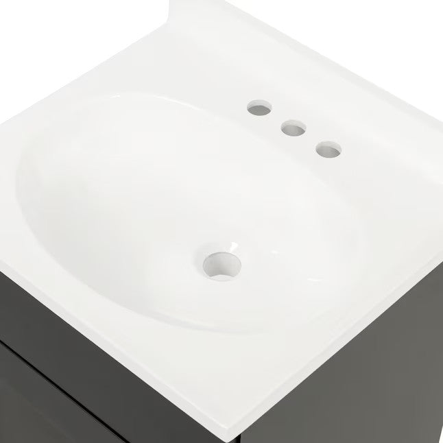 Project Source Dover 18-in Navy Blue Single Sink Bathroom Vanity with White Top