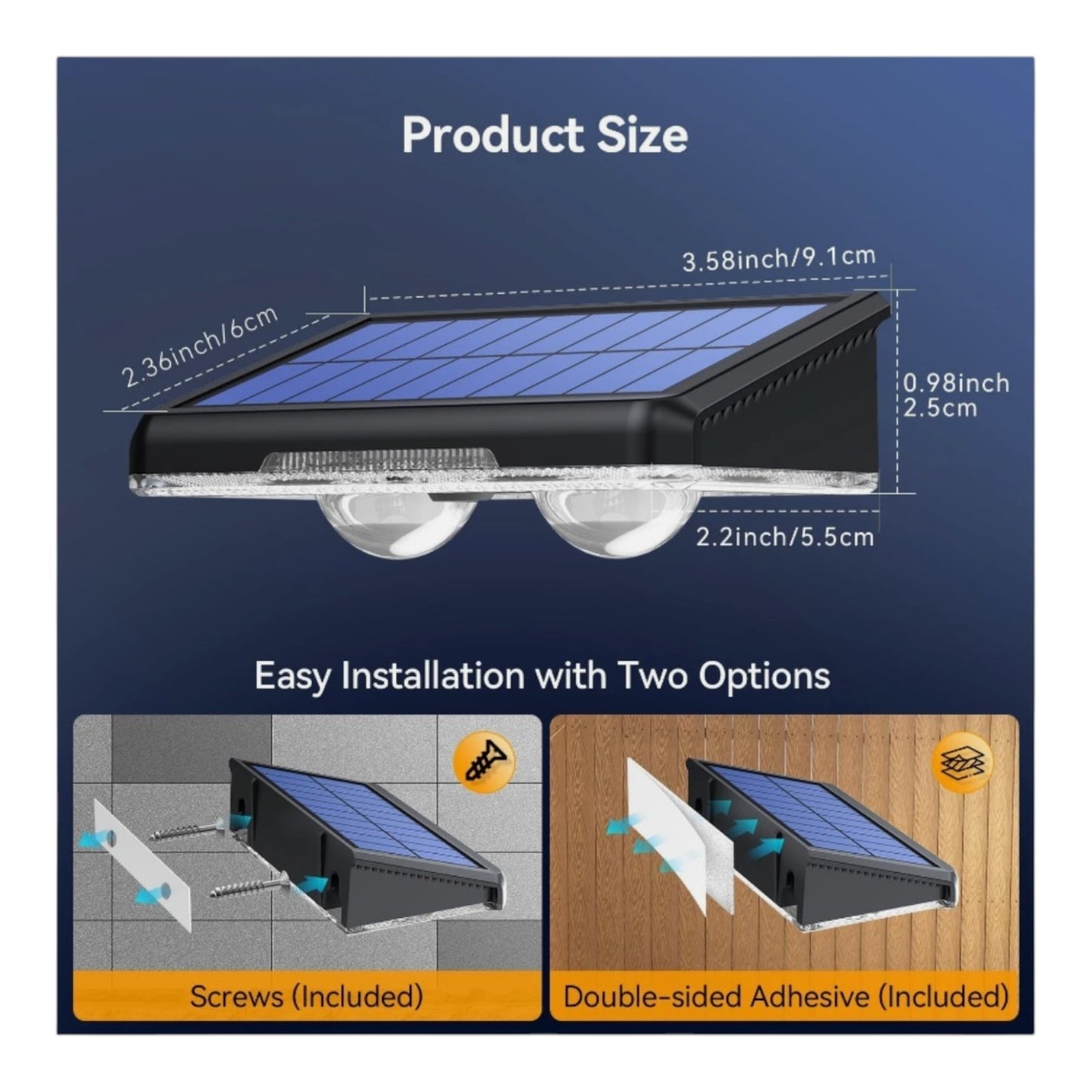 TECKNET Solar Fence Lights Outdoor 12 Pack, 3 Modes 3500K/4500K/6500K, IP66 Wa..
