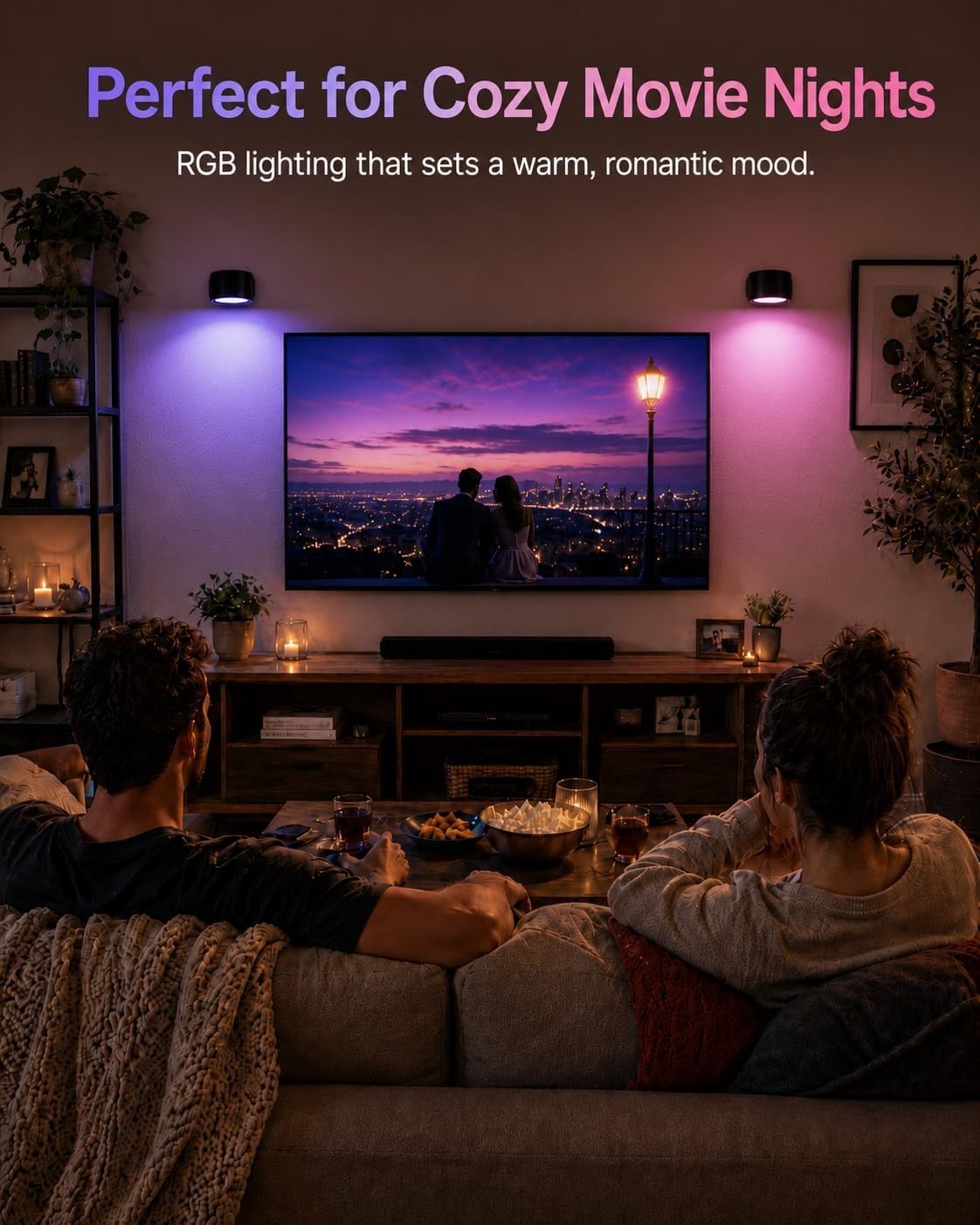 RGB Wall Sconces, Rechargeable Magnetic Lights with Remote, 3 Pack