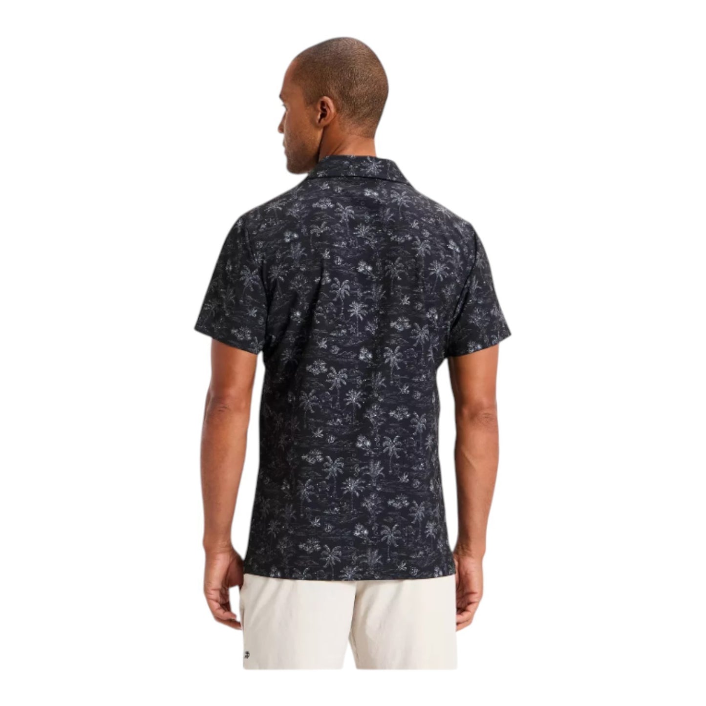 Men's Frond Print Grid Woven Button-Down Shirt - All In Motion - Black