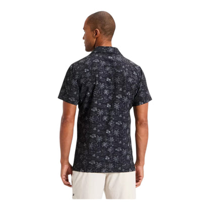 Men's Frond Print Grid Woven Button-Down Shirt - All In Motion - Black