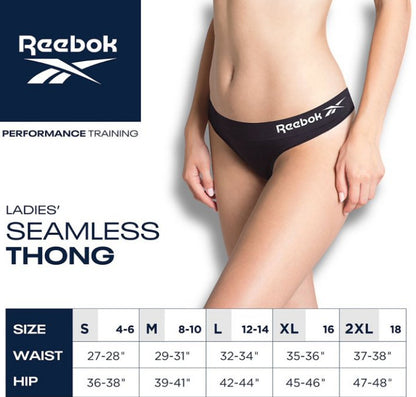 Reebok 5 Pack Seamless Thong Performance Underwear Women's S (4-6)