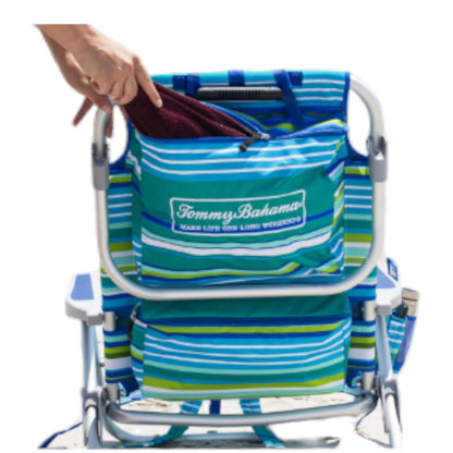 Tommy Bahama 5-Position Lay Flat Folding Backpack Beach Chair Aluminum