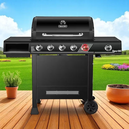 Dyna-Glo 5-Burner Propane Gas Grill in Matte Black with TriVantage Multifunction