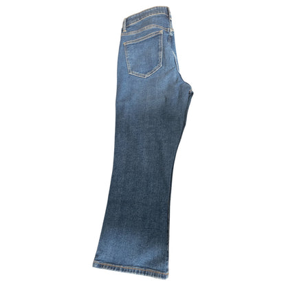 NWT MICHAEL KORS Selma Crop Flare High Rise Jeans | MK logo | Lake Blue Wash