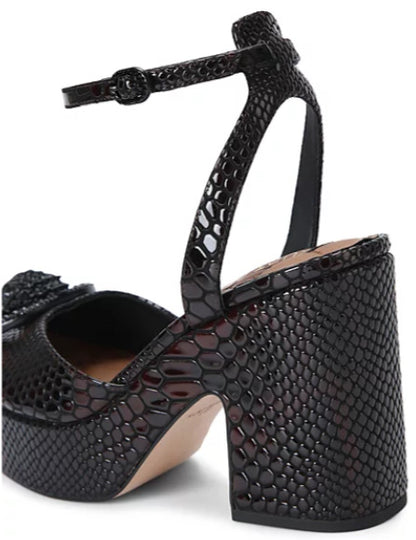 KURT GEIGER LONDON CHELSEA CLOSED PLATFORM IN BLK/BROWN SNAKE PRINT