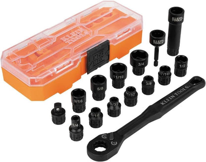 Klein Tools 65400 KNECT 15-Piece Pass Through Socket Set, SAE Impact Socket Set