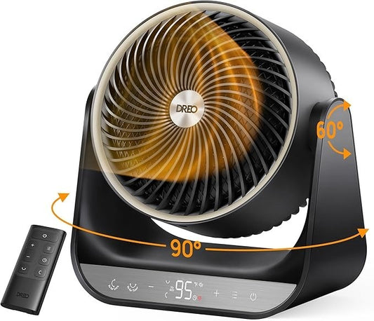 Dreo Whole Room Heater 714, 60° Vertical & 90° Horizontal 3D Black
