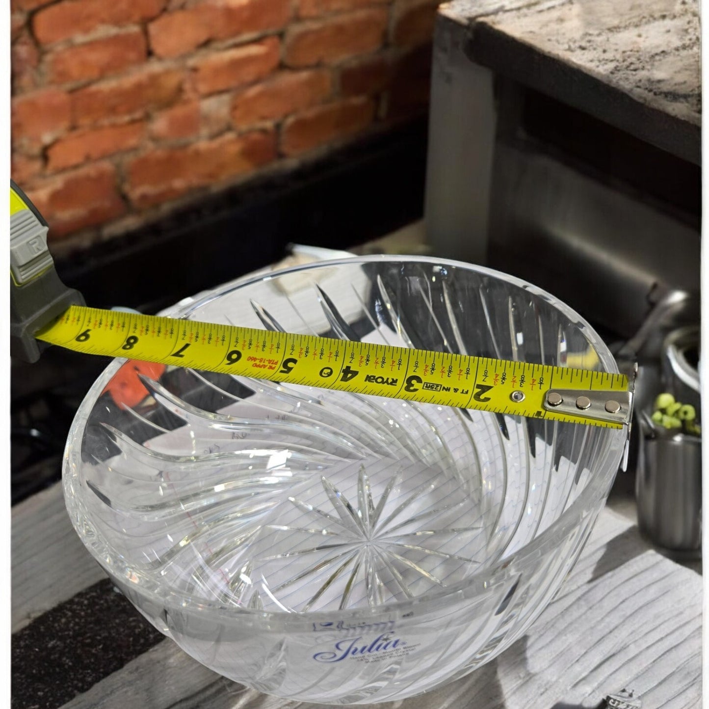 Julia Crystal Serving/Salad Bowl 8” Hand-Cut 24% Lead Crystal, Made in Poland