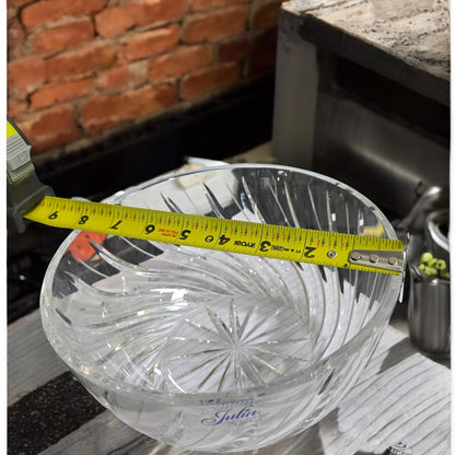 Julia Crystal Serving/Salad Bowl 8” Hand-Cut 24% Lead Crystal, Made in Poland