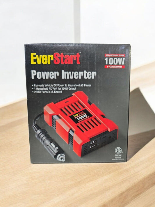 EverStart 100W Vehicle Power Inverter Converter DC/AC (12v to 110v) 2 USB Ports