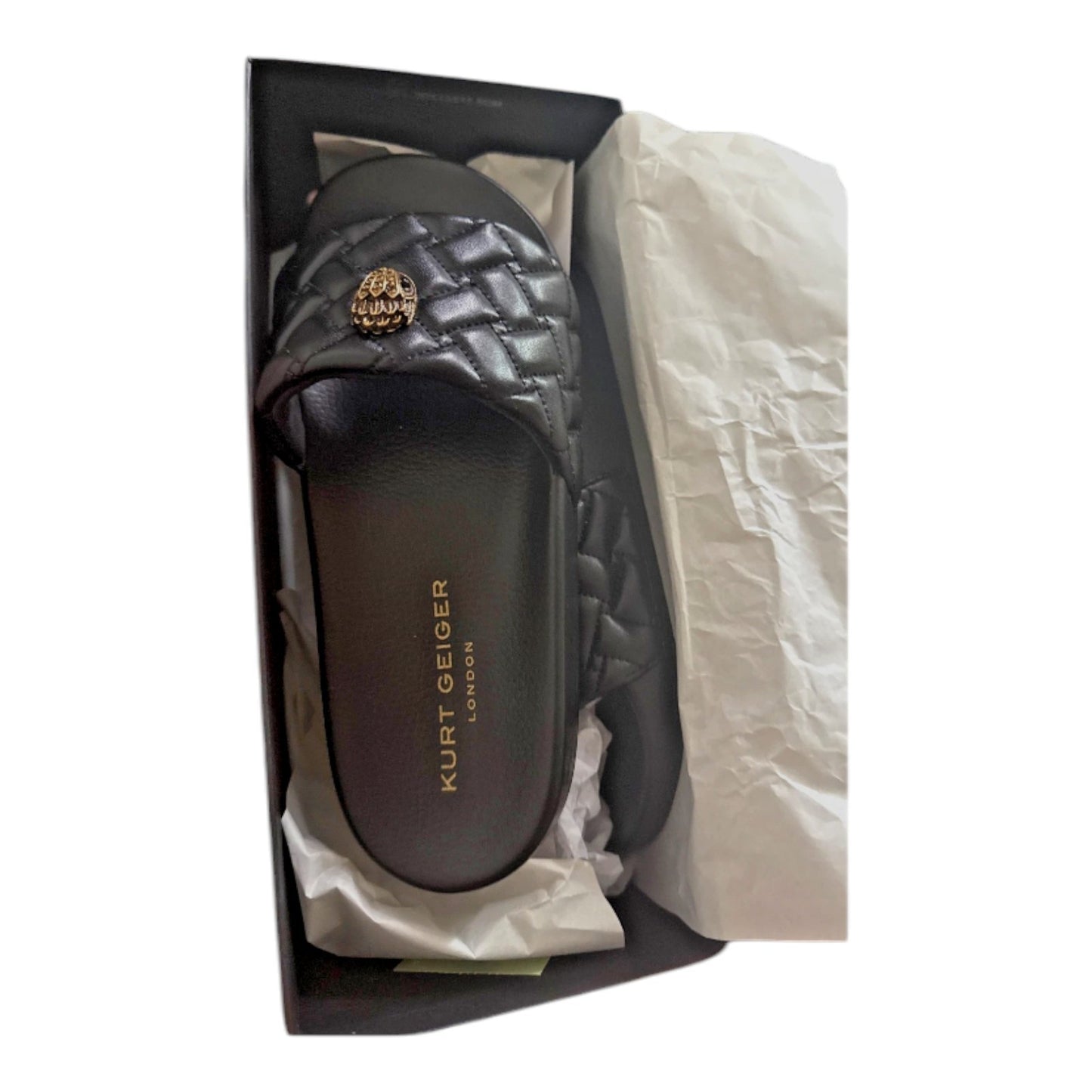 Kurt Geiger London Women's Meena black Teddy Eagle Head Slides Sandals