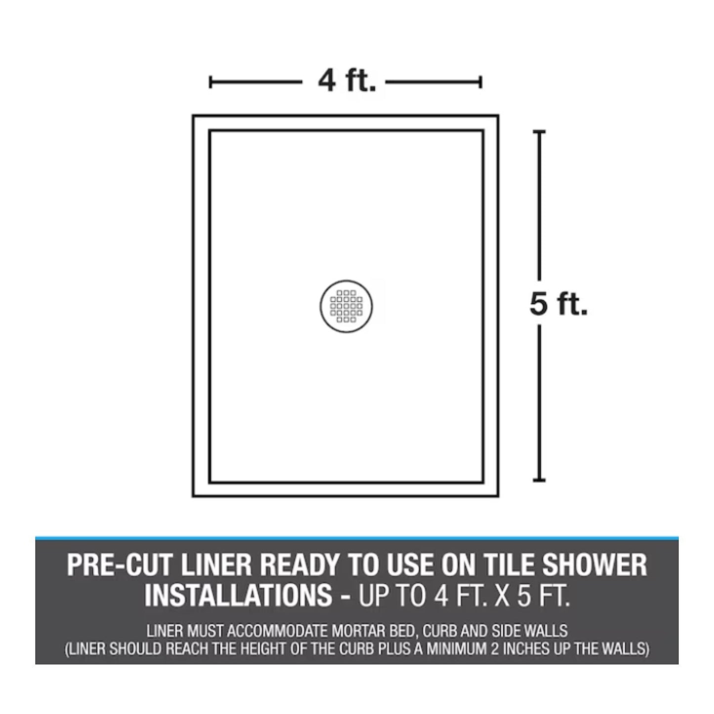5 Ft. X 6 Ft. Gray Pvc Shower Pan Liner | Oatey Measurement Mil Durable Lines