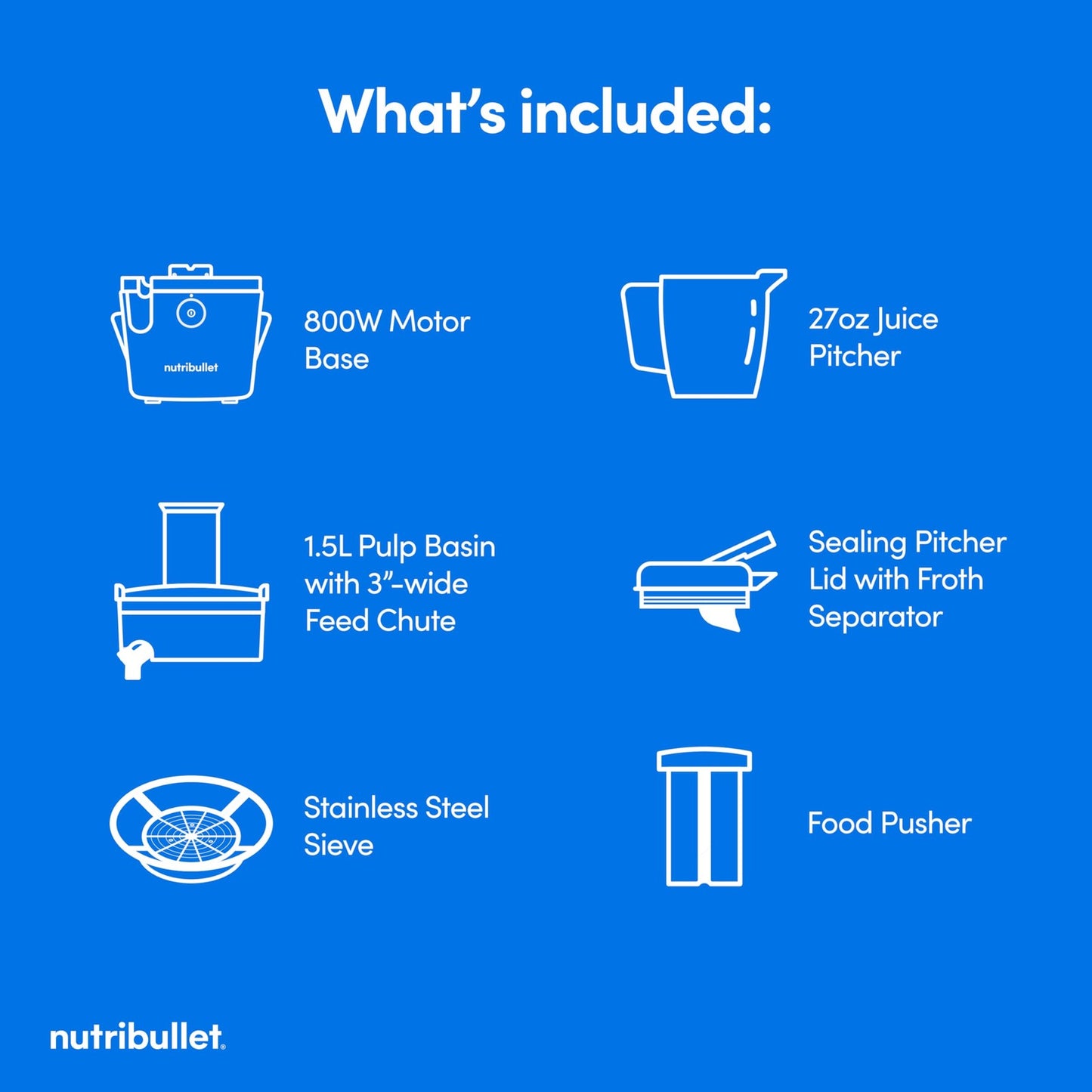 nutribullet® Juicer, 800W Juicer, Large 3" Feed Chute for Whole Fruits and Vege