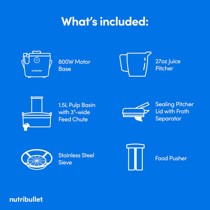nutribullet® Juicer, 800W Juicer, Large 3" Feed Chute for Whole Fruits and Vege