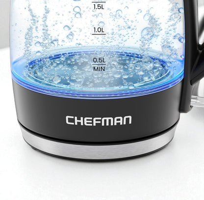 1.8L Electric Kettle, 1500W Fast Boil, Borosilicate Glass, Auto Shutoff,BPA Free