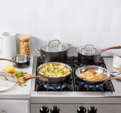 Cuisinart 8pc Pots & Pan Matte Stainless Steel Cookware Set Black Bronze Handles