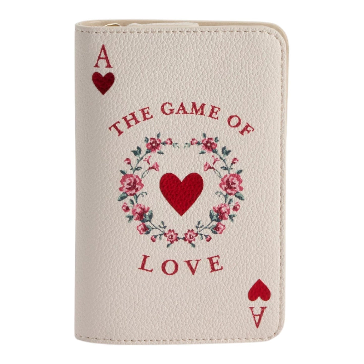 LC Lauren Conrad Ace of Hearts Book Coin Pouch With Floral Heart Design