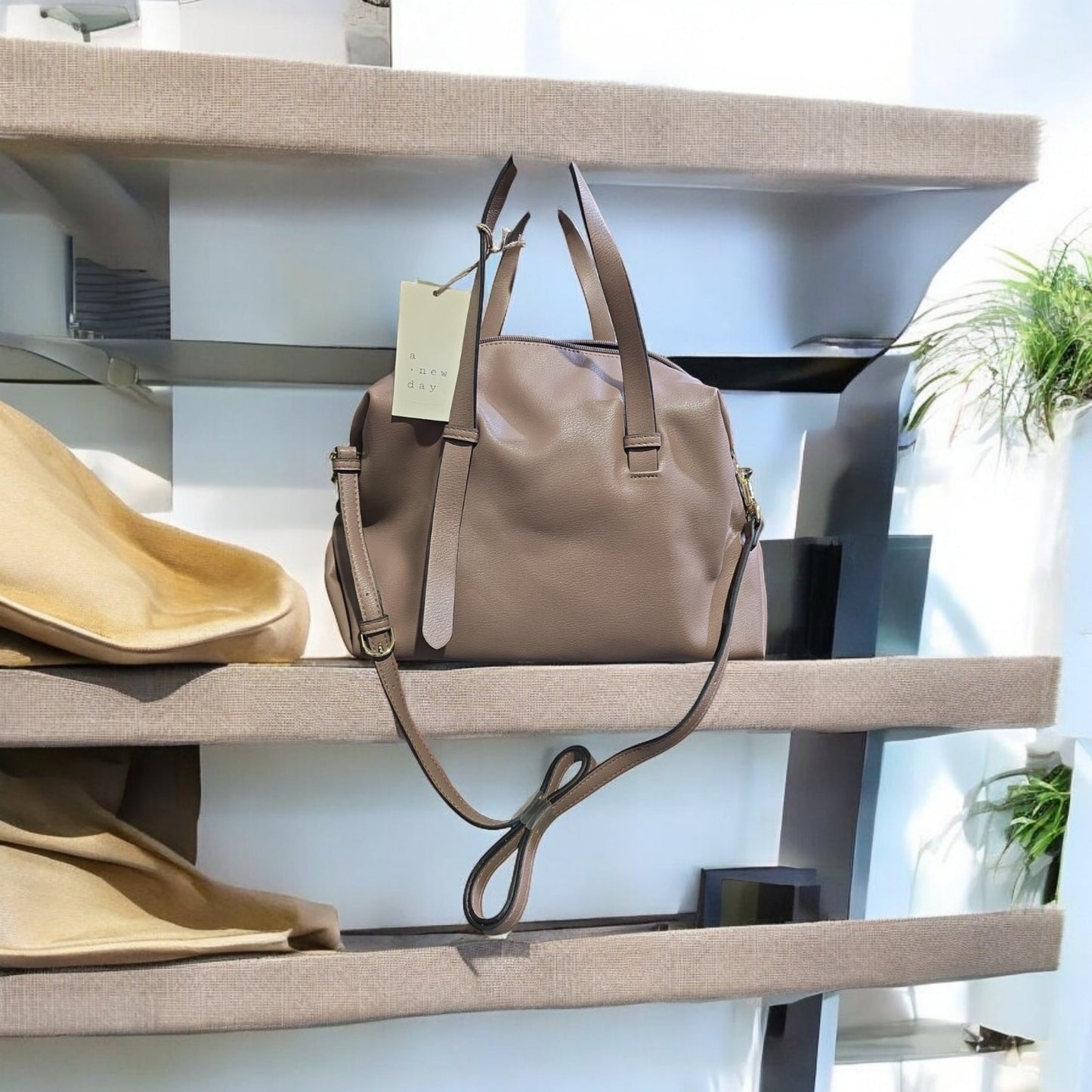 A New Day Soft Satchel Converts To Crossbody or Shoulder - Taupe