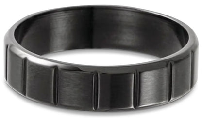 6MM GROOVED BLACK PVD POLISHED FINISH TITANIUM BAND - SIZE 10