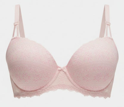 PINK Wink Push-Up Balconette Bra - 38DD - Pink Tulip Fair isle Print (7HXD)