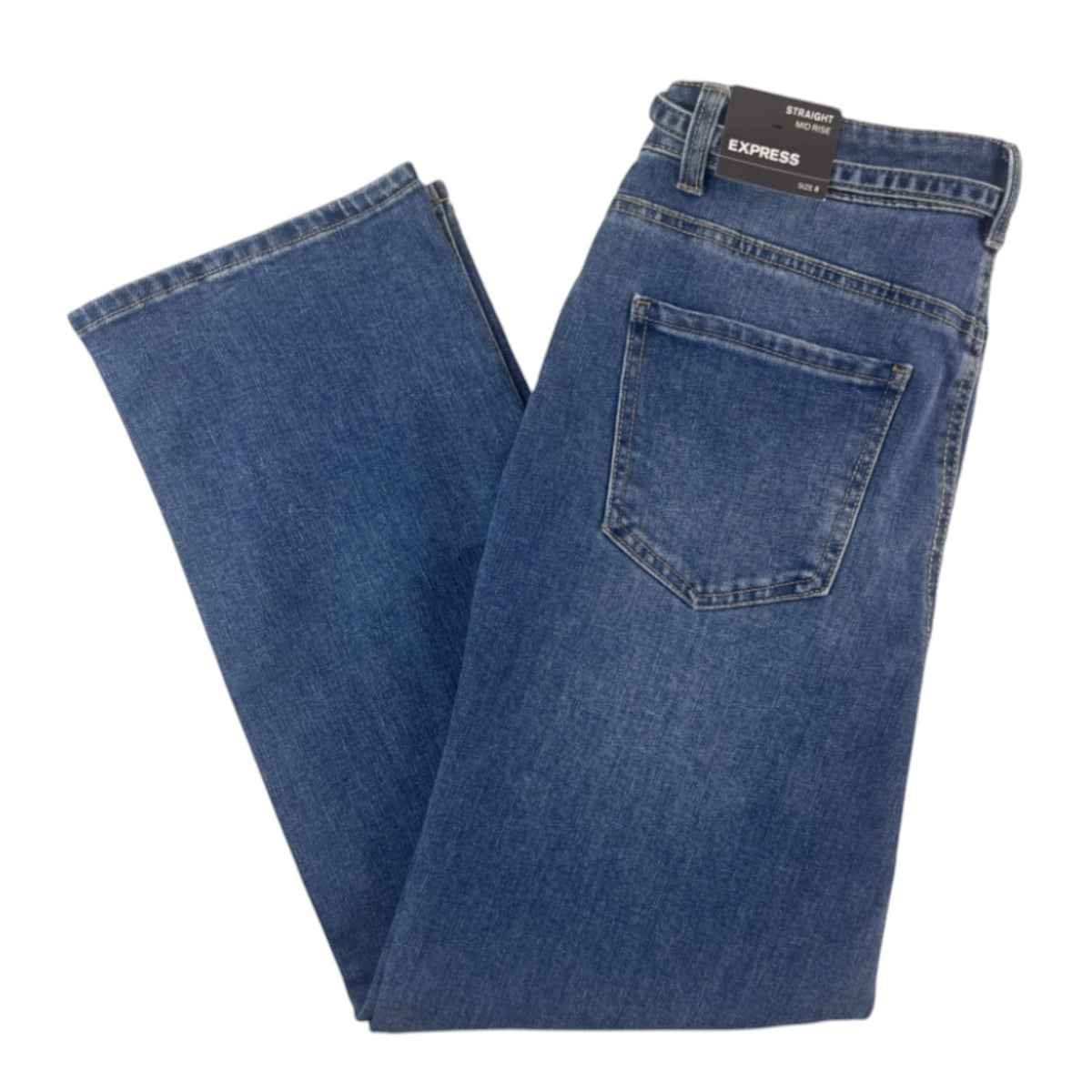 New Express Women’s Straight Mid Rise Blue Jeans Denim - Tie Belt - 10041DDM