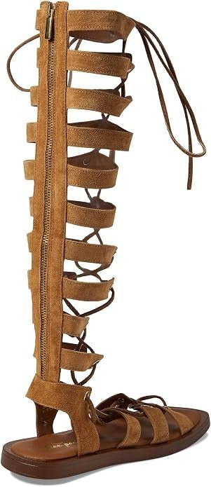 Free People Sun Chaser Gladiator Tall Lace Up Tan Suede Sandal Boho 37 New