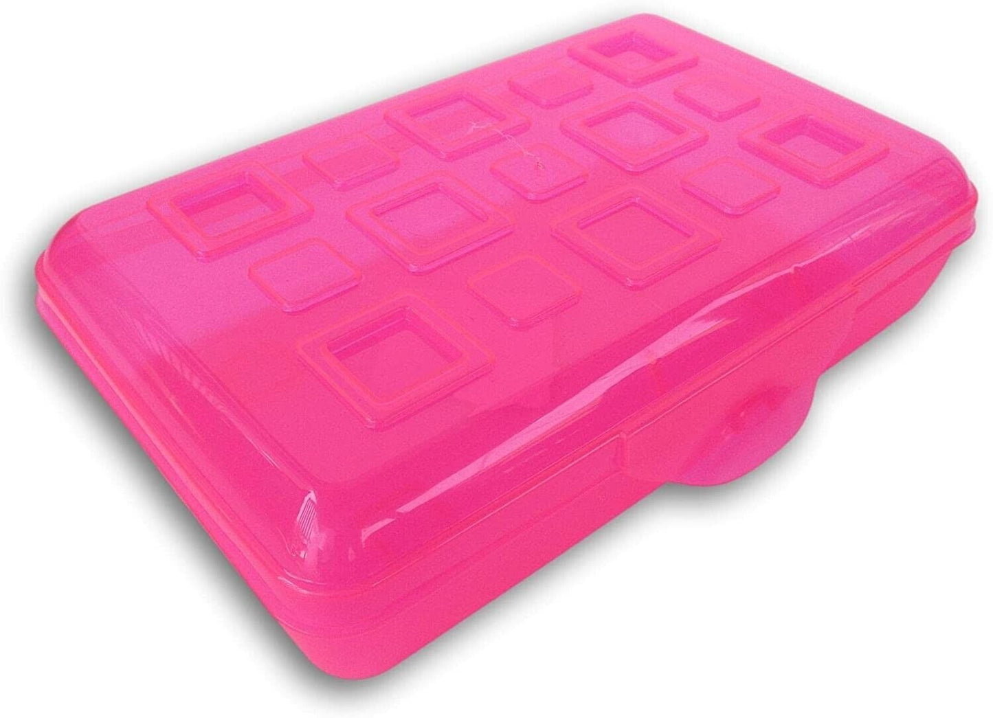 Sterilite Small Pencil Box Plastic, Neon Pink