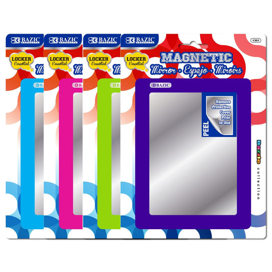 BAZIC Multicolor Magnetic Locker Mirror - One Mirror - Color May Vary