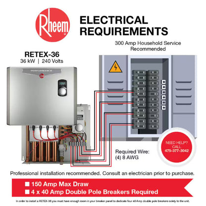 Rheem Performance 36 kW  Electric Tankless Water Heater - (RETEX-36)