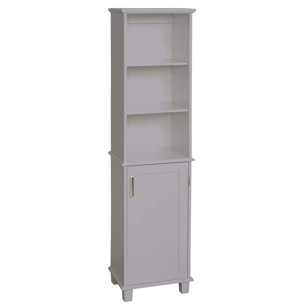 Glacier Bay Shaker Style 16" W Linen Cabinet, Dove Gray, 5 Shelves, Freestanding