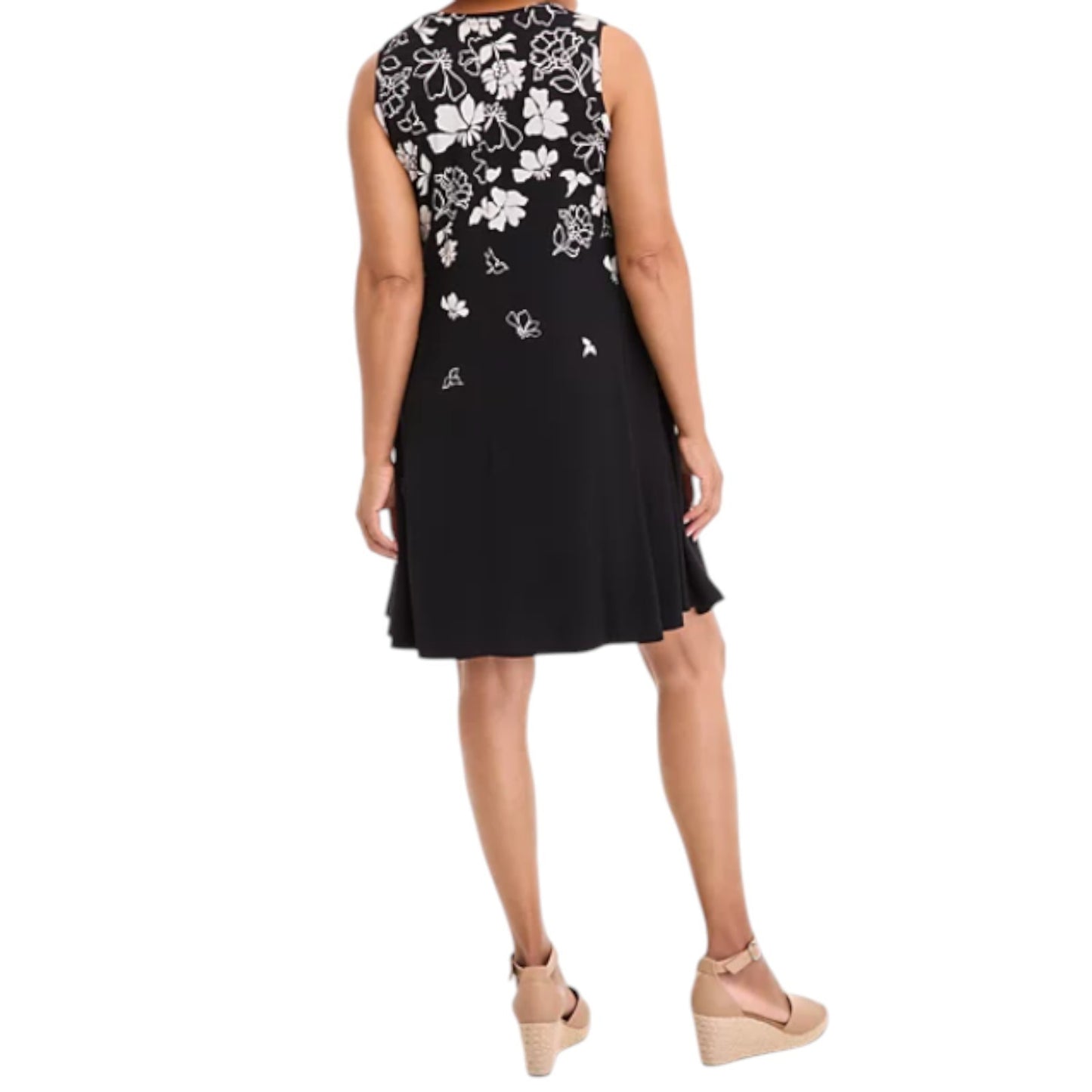 Style & Co Floral Spark Black Petite Printed Sleeveless Flip Flop Dress NWT