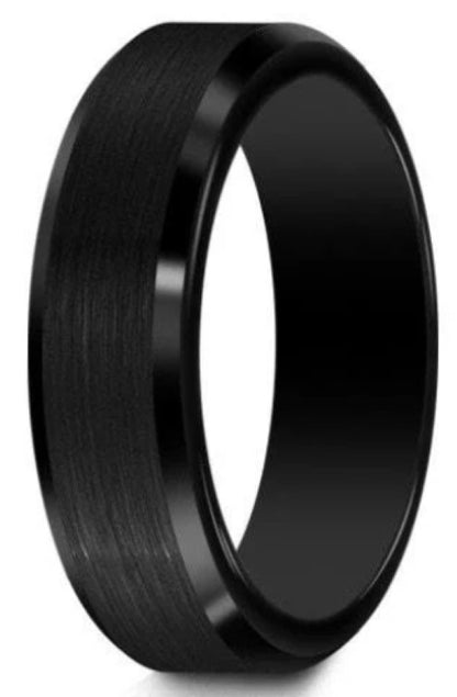 6mm Black PVD Beveled Edge Tungsten Band