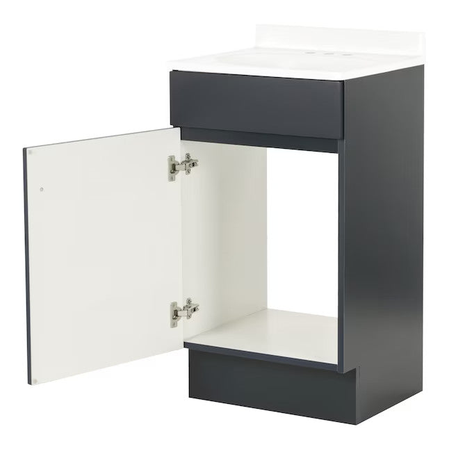 Project Source Dover 18-in Navy Blue Single Sink Bathroom Vanity with White Top