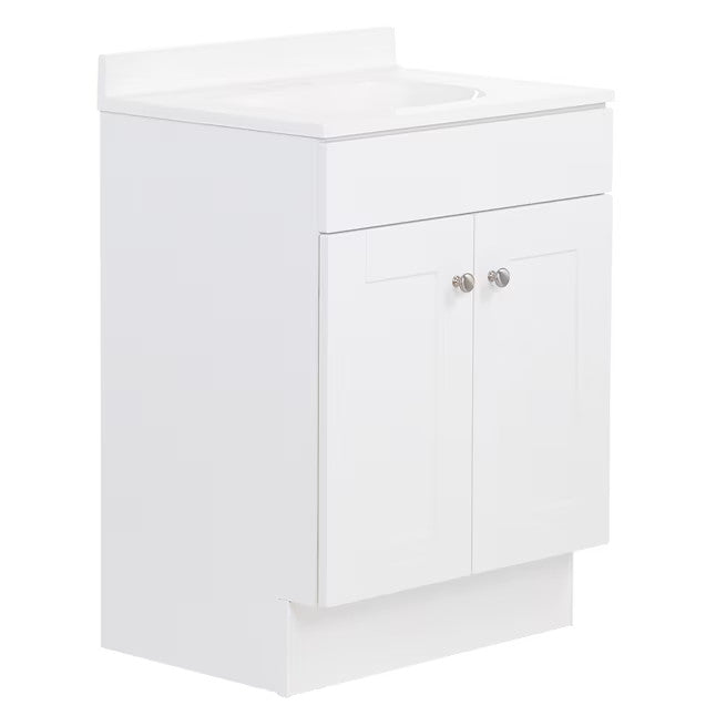 Project Source Dover 24 in White Single Sink Bathroom Vanity with White Top