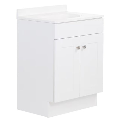Project Source Dover 24 in White Single Sink Bathroom Vanity with White Top