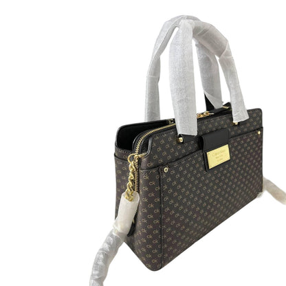 NWT Calvin Klein Women's Triple Compartment Satchel Crossbody Bag Almond/Brown