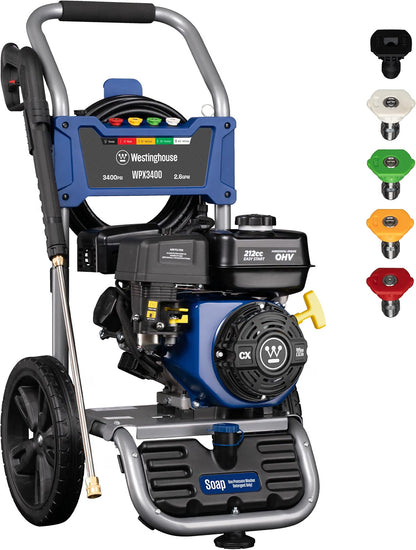 Westinghouse WPX3400 3400PSI 2.6GPM Gas Power Washer w/ Sprayer Wand & 5 Nozzles